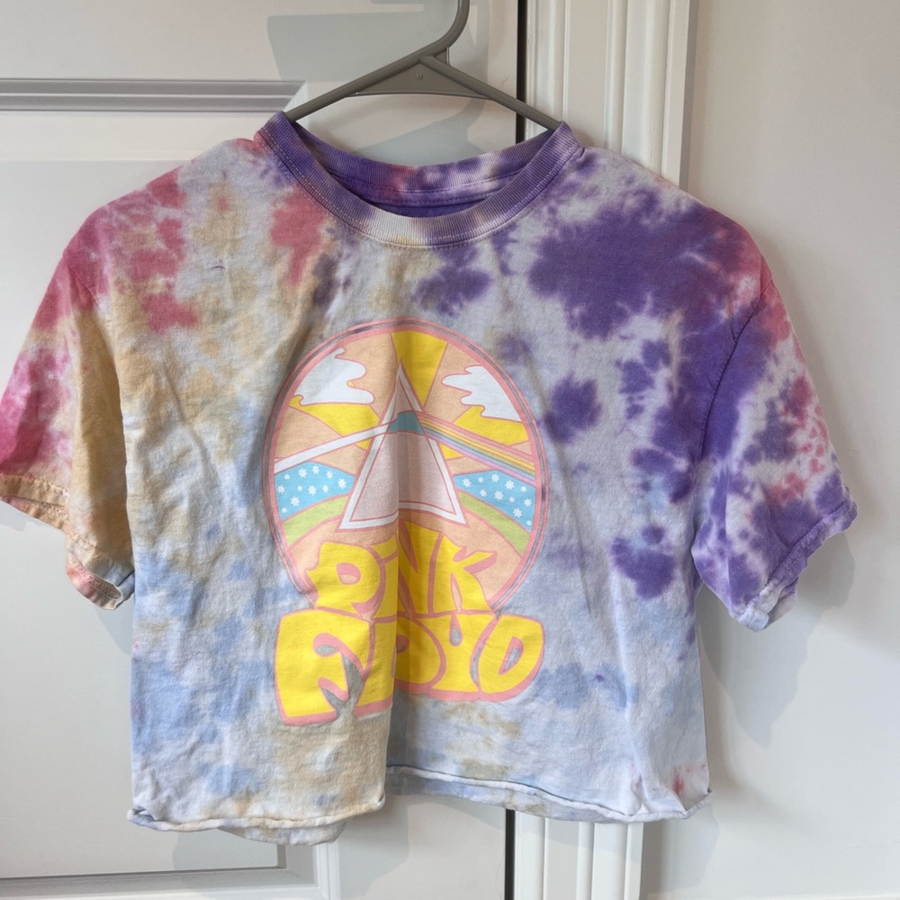 Pink Floyd crop tie dye shirt